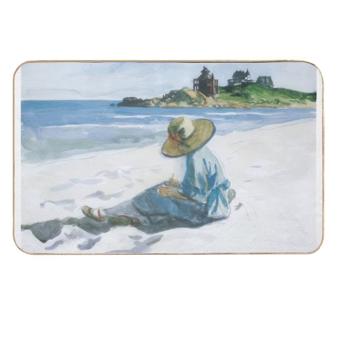 Jo Sketching at Good Harbour Beach   1923 by Edward Hopper  Easy To Clean Bath Mat