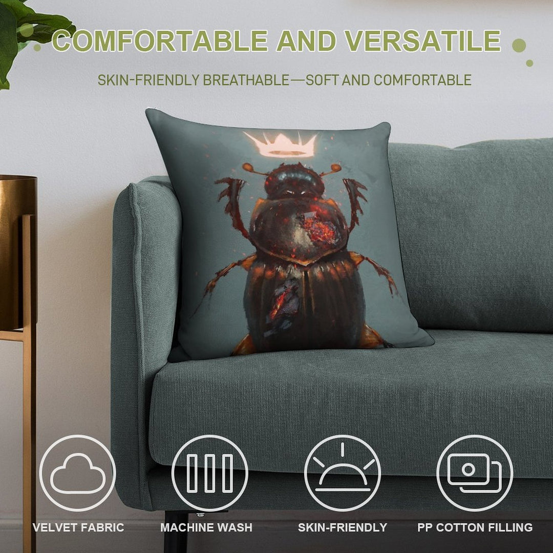 King Beetle Soft Shrink-Resistant Throw Pillow