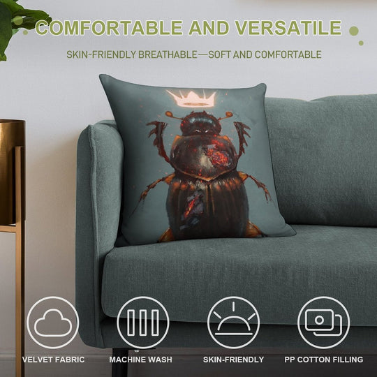 King Beetle Soft Shrink-Resistant Throw Pillow
