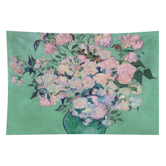 Pink Roses in A Vase, Vincent Van Gogh Tapestry