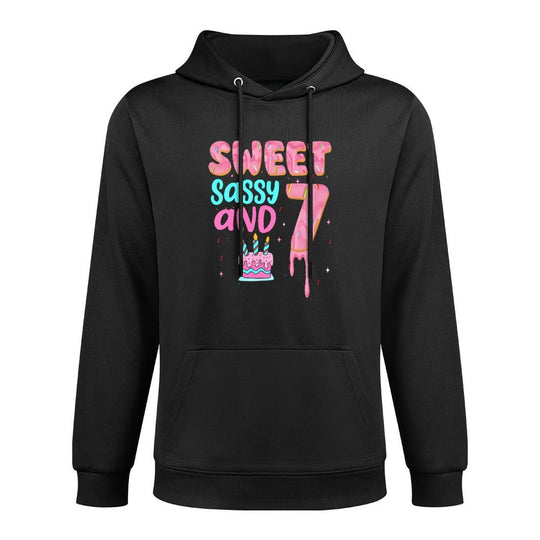 Kids Sweet Sassy And Seven Birthday Girl Donut 7th Birthday Colorfast Hoodie
