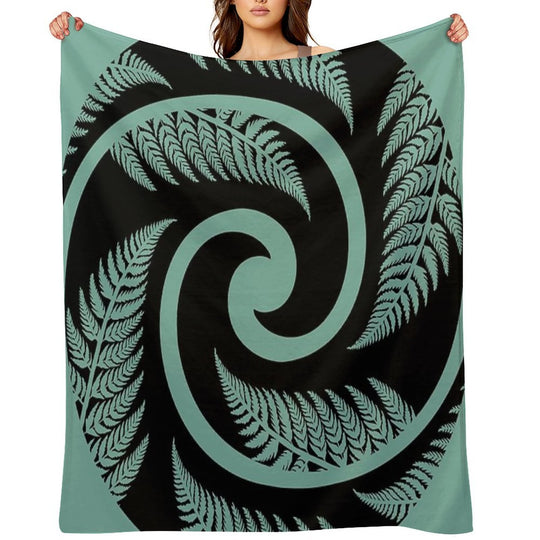 New Zealand Silver Fern in A KORU Gift-ready Throw Blanket