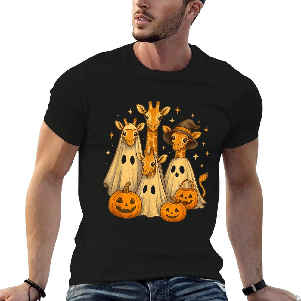 Spooky Ghost Giraffe Halloween Funny African Animal Lover  Breathable T-Shirt
