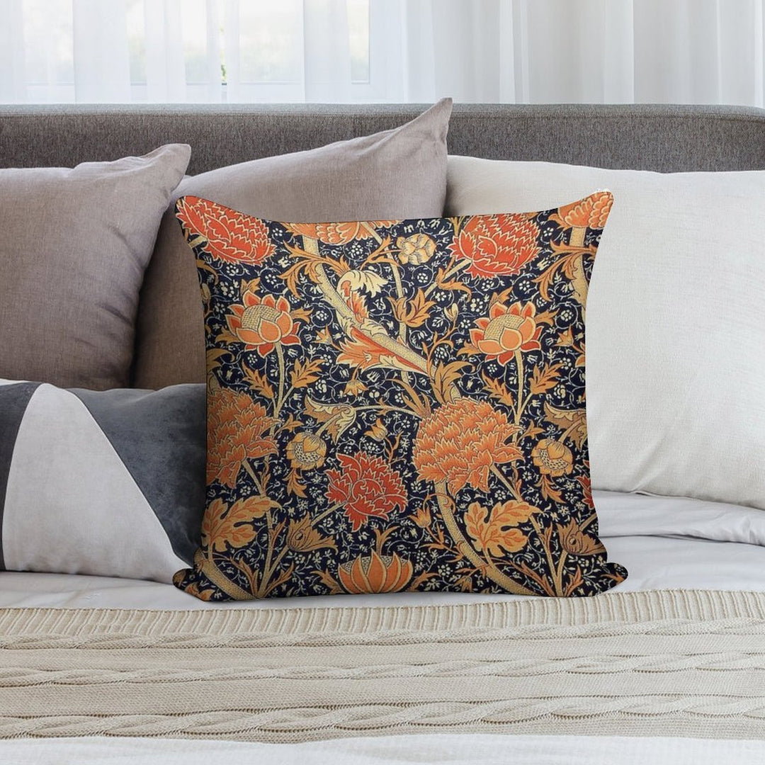 William Morris Cray Blue And Orange Soft Durable Construction Throw Pillow