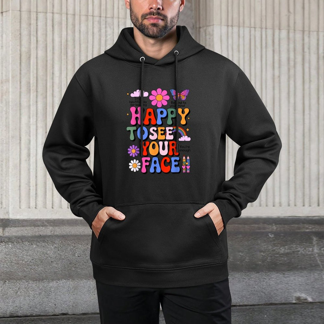 Happy To See Your Face Teacher Student Funny Back To School Moisture-Wicking Hoodie