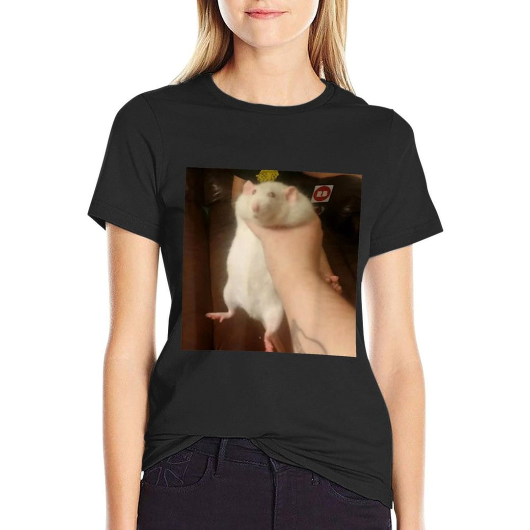 Cute Fat Rat Being Grabbed Meme  High-quality Stitching T-Shirt