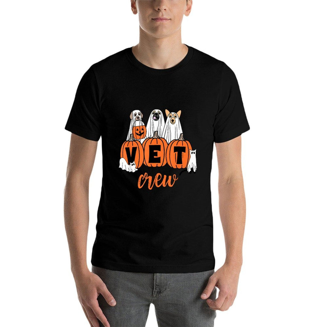 Halloween Vet Crew Pumpkin Dog Cat Ghost Veterinary Vet Tech  Stretchy T-Shirt