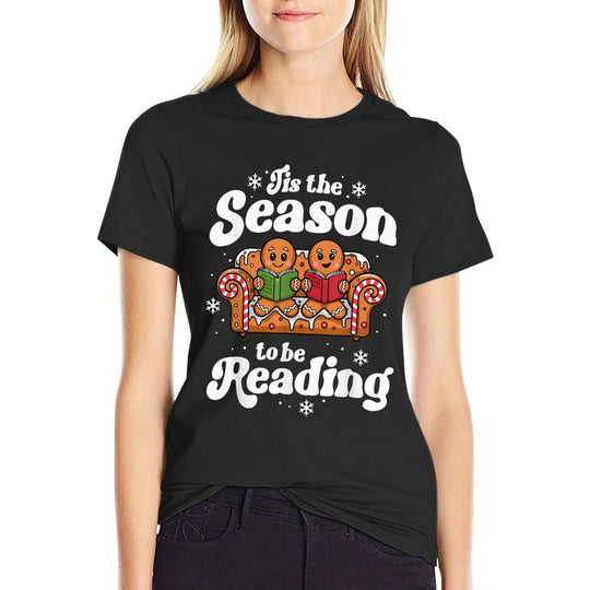 Christmas Book Lover Gingerbread Library Reading Bookaholic  Relaxed-fit T-Shirt