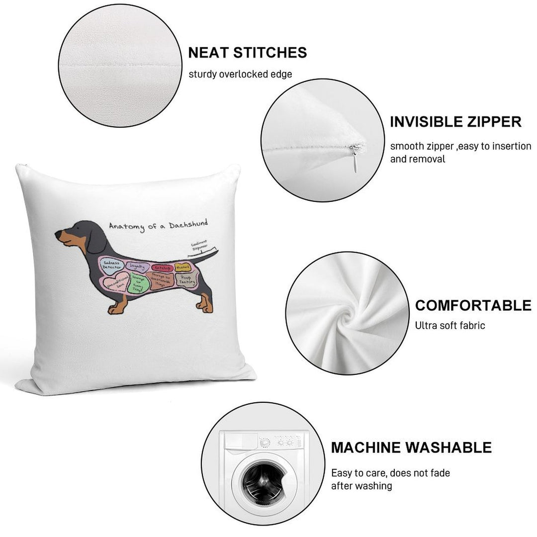 Anatomy of A Dachshund Soft Easy Maintenance Throw Pillow