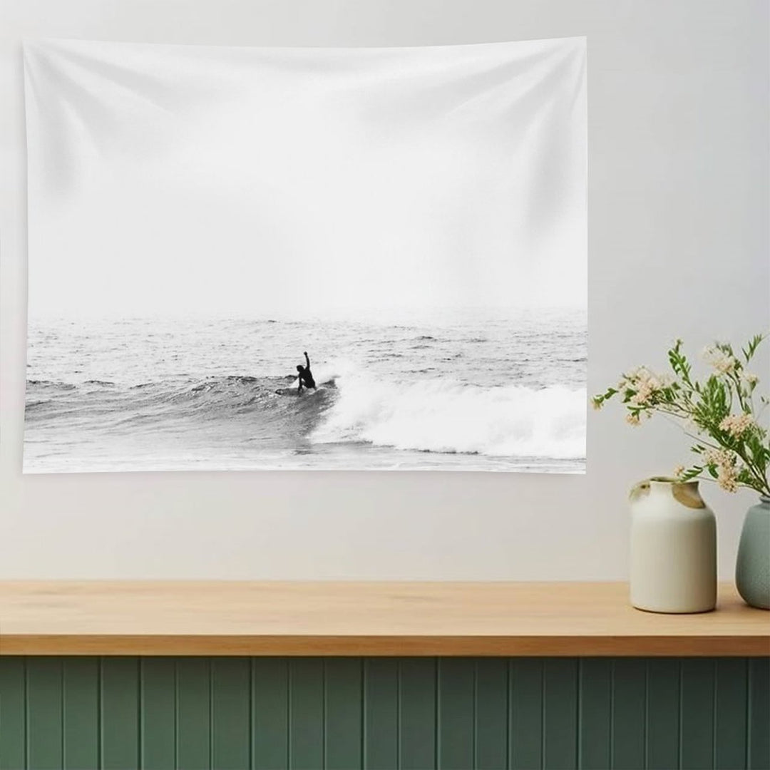Surfer on Wave in Open Ocean Tapestry