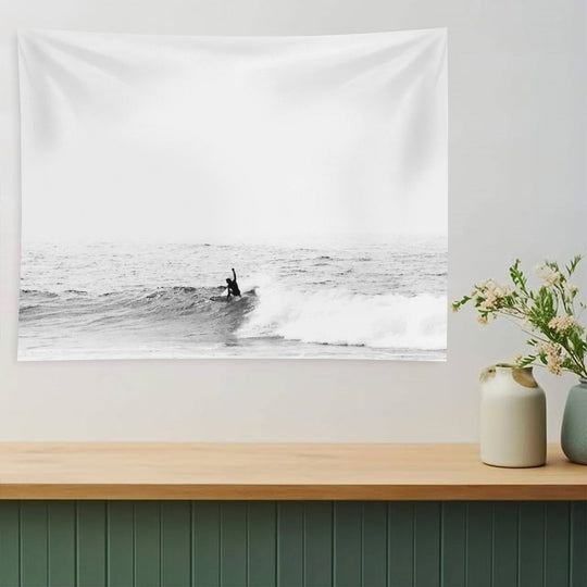 Surfer on Wave in Open Ocean Tapestry
