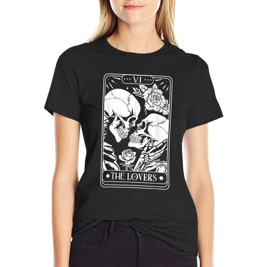 Tarot Card The Lovers Vintage Skeleton Goth Halloween Witch  Soft T-Shirt