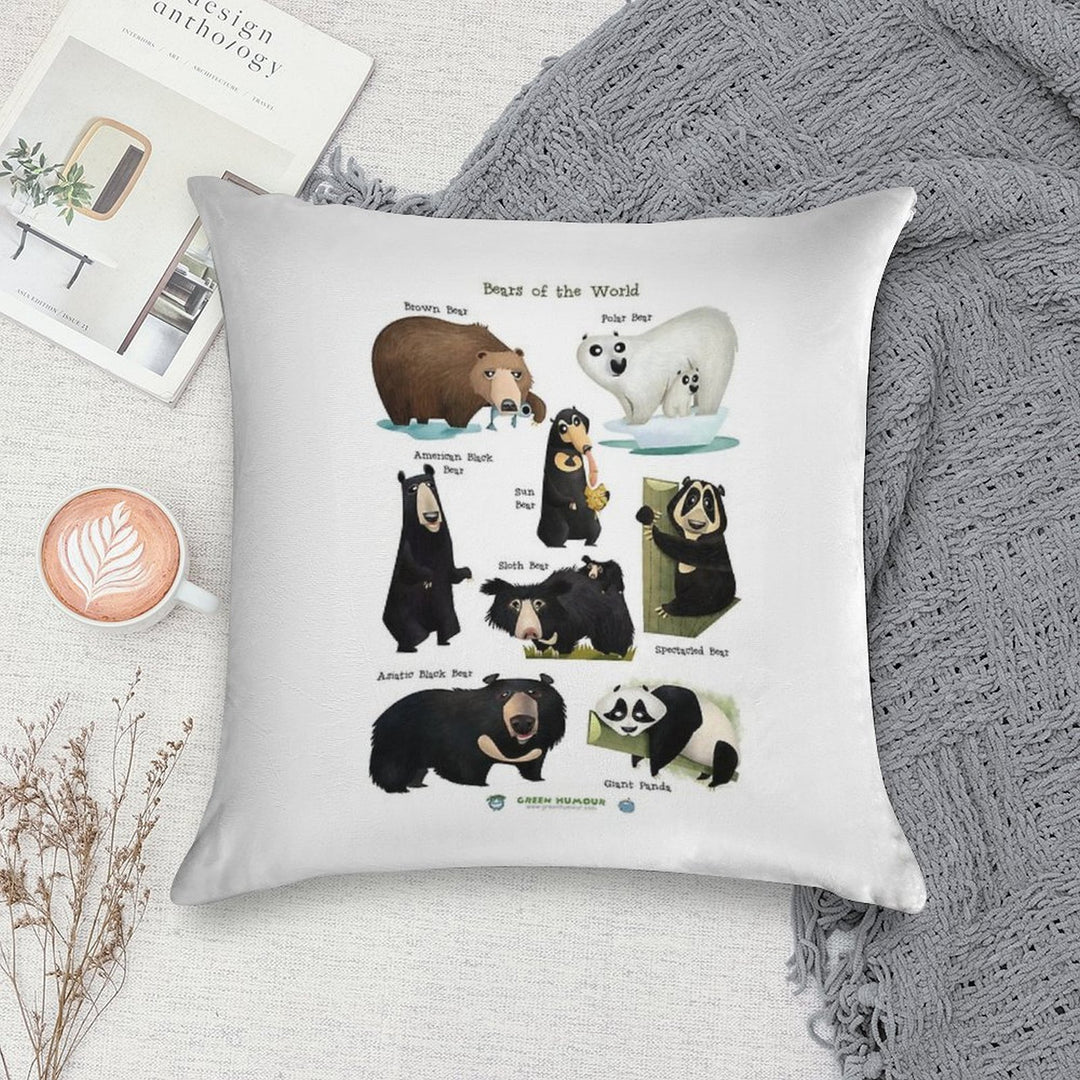 Bears of The World Soft Anti-Pilling Throw Pillow
