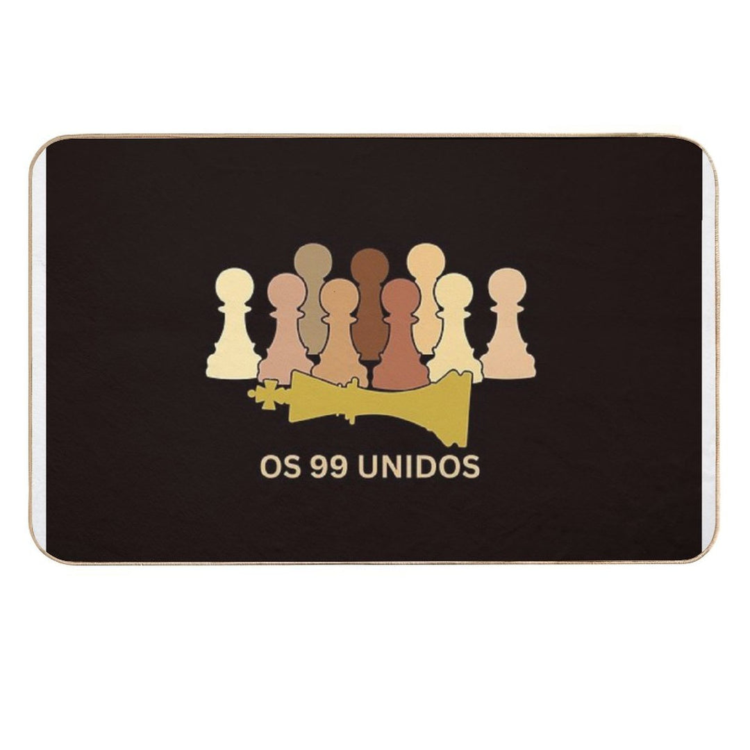 The 99 United -(Portuguese (Português)) Worldwide Unity of The 99 (Flesh Tone Pawns W Gold King) Durable Bath Mat