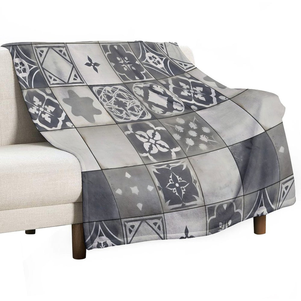 Vintage Geometric Tile Pattern Design Premium Throw Blanket