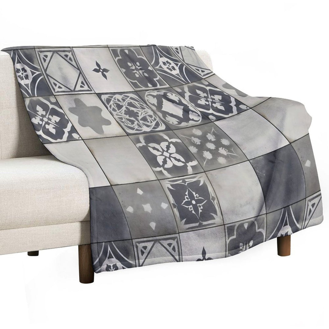 Vintage Geometric Tile Pattern Design Premium Throw Blanket