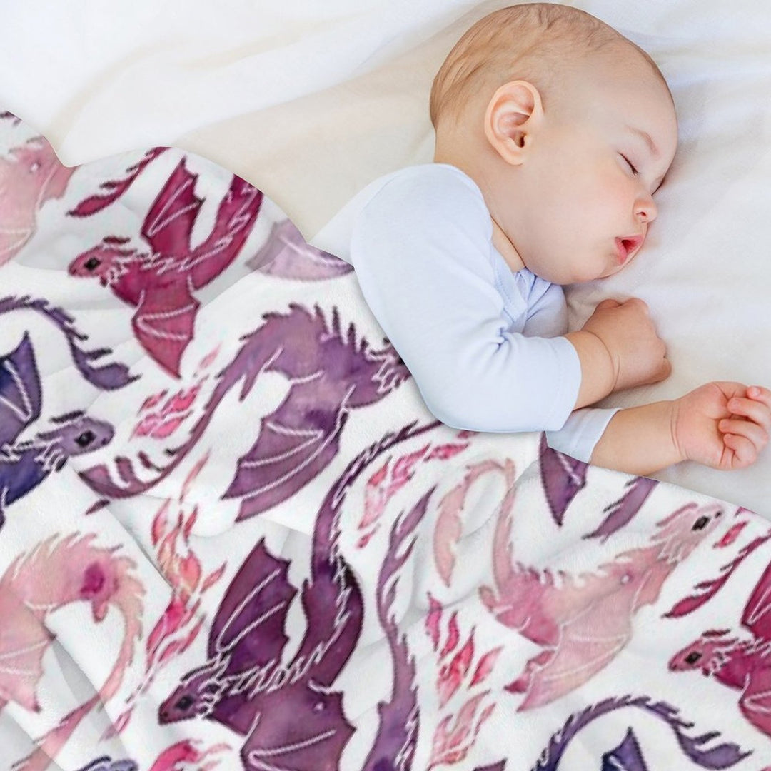 Dragon Fire Pink & Purple Shrink-resistant Throw Blanket