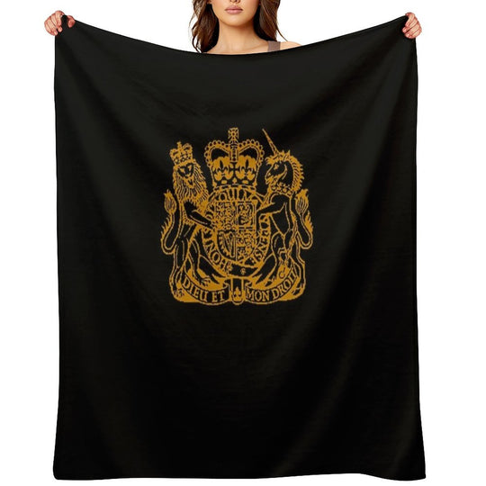 Elizabeth II Royal Coat of Arms Emblem Versatility Throw Blanket
