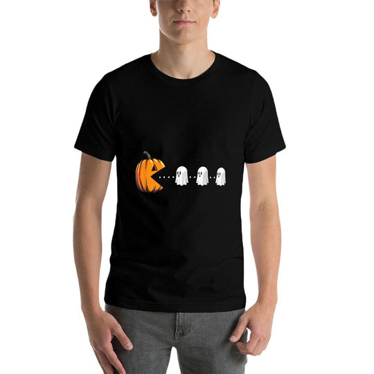 Pumpkin Eating Ghosts - Spooky Witch Halloween Ghoul  Polyester Blend T-Shirt