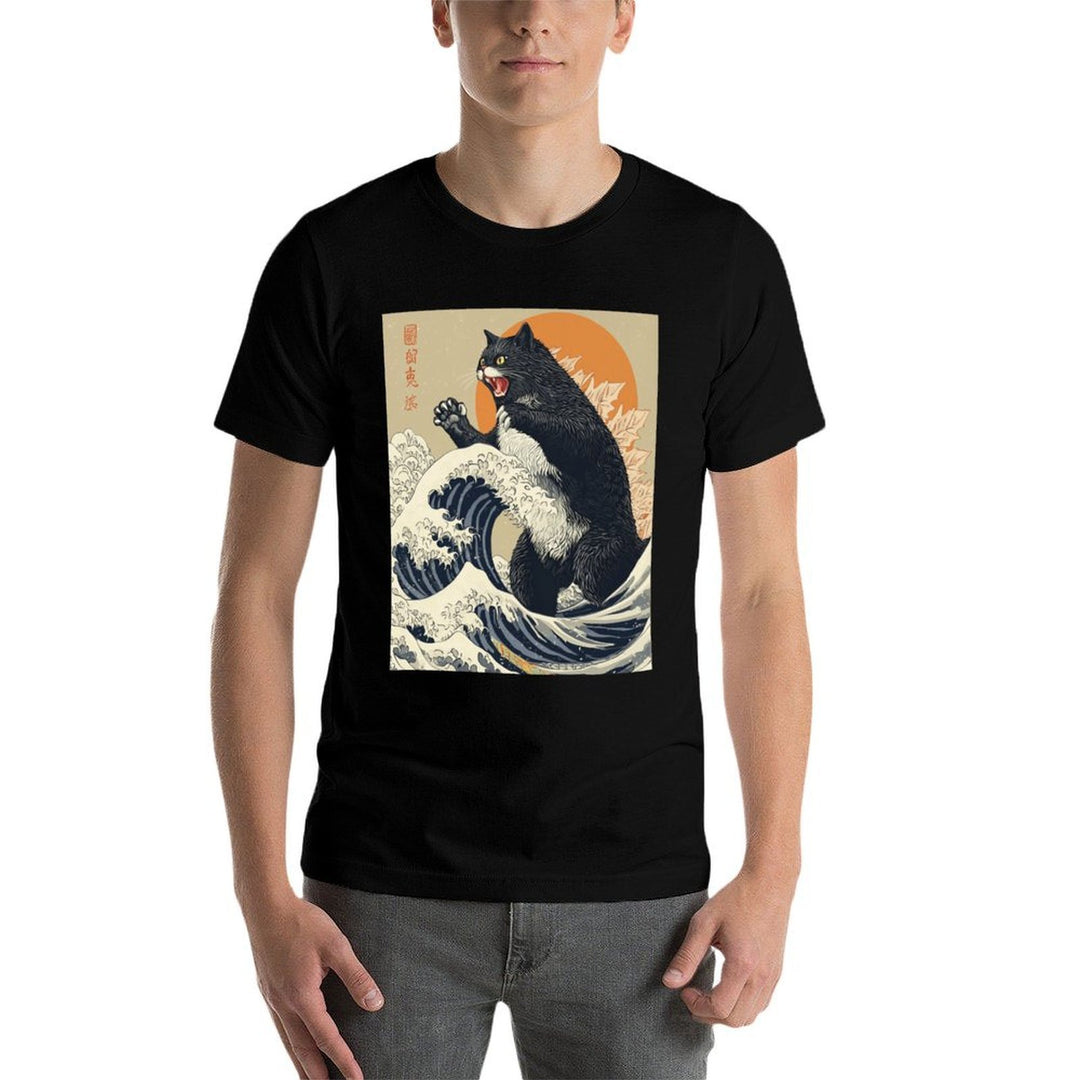 Catzilla Cat Japanese Art Funny Cat For Men Women Kid Comfortable T-Shirt