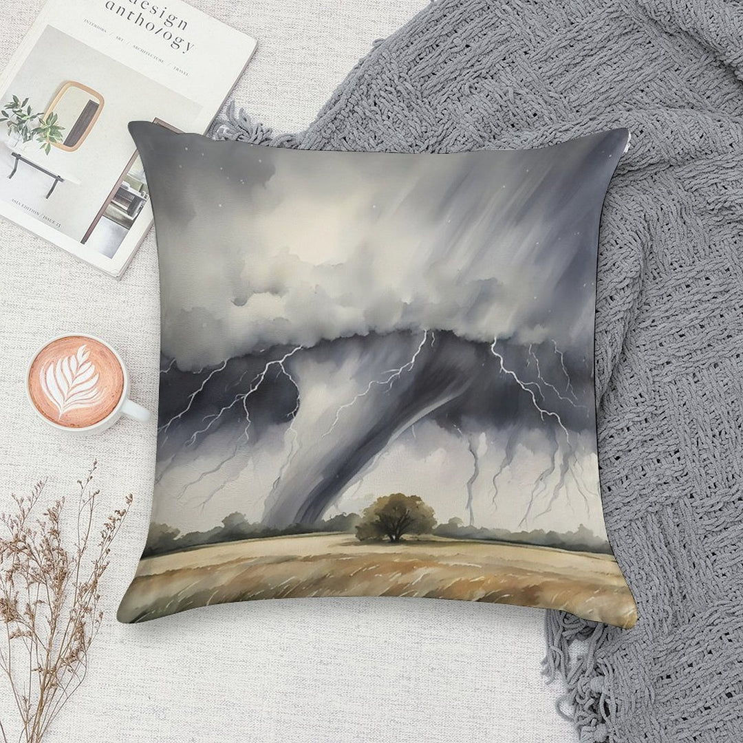 Tornado over Field Soft Anti-Pilling Throw Pillow