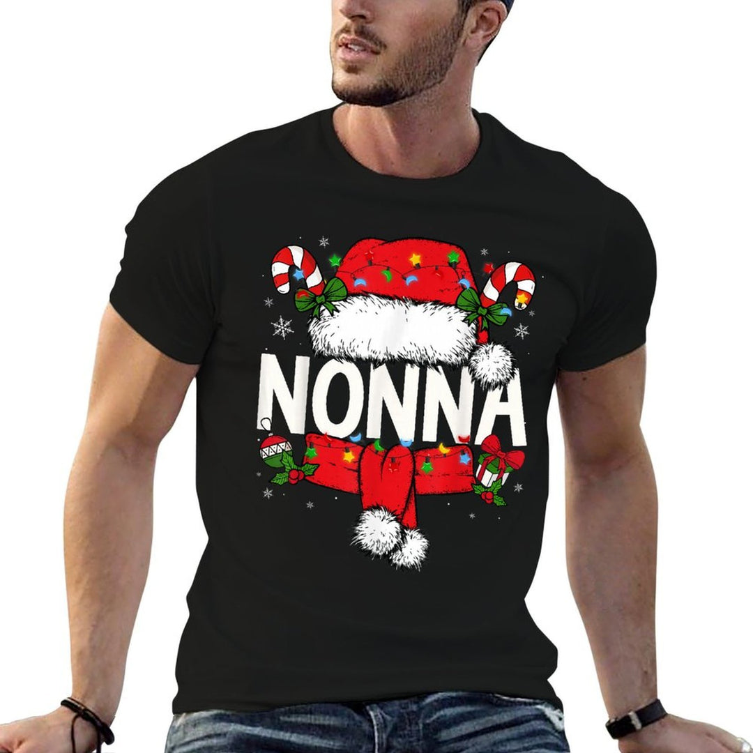 Nonna Christmas Pajama Santa Claus Family Matching Grandma  Heathered Texture T-Shirt