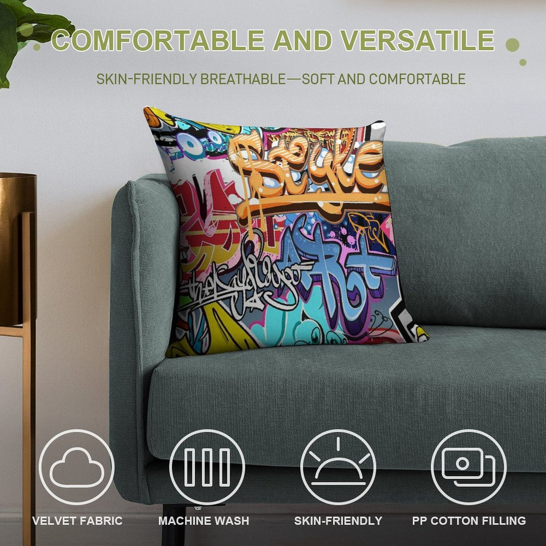 Graffiti Soft Luxury Feel Throw Pillow