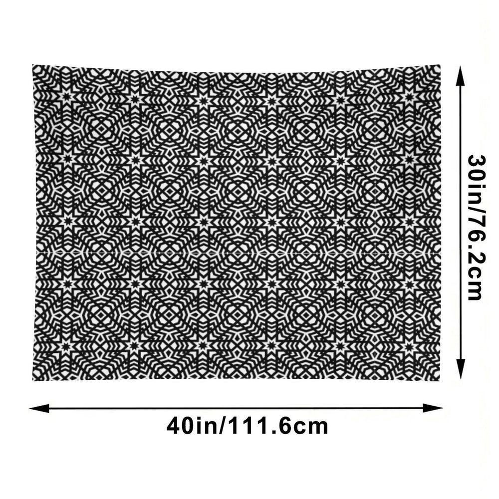 B&W Intricate Ornament – Elegant Monochrome Pattern Tapestry