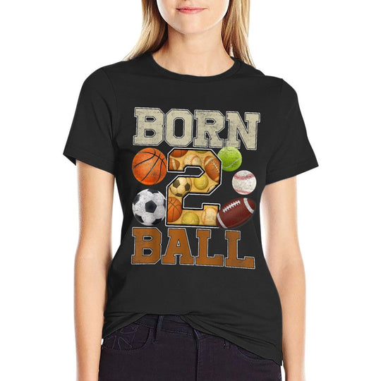 Born To Ball 2nd Sport 2 Years Old Birthday Boy Party Group  Eco-friendly Material T-Shirt