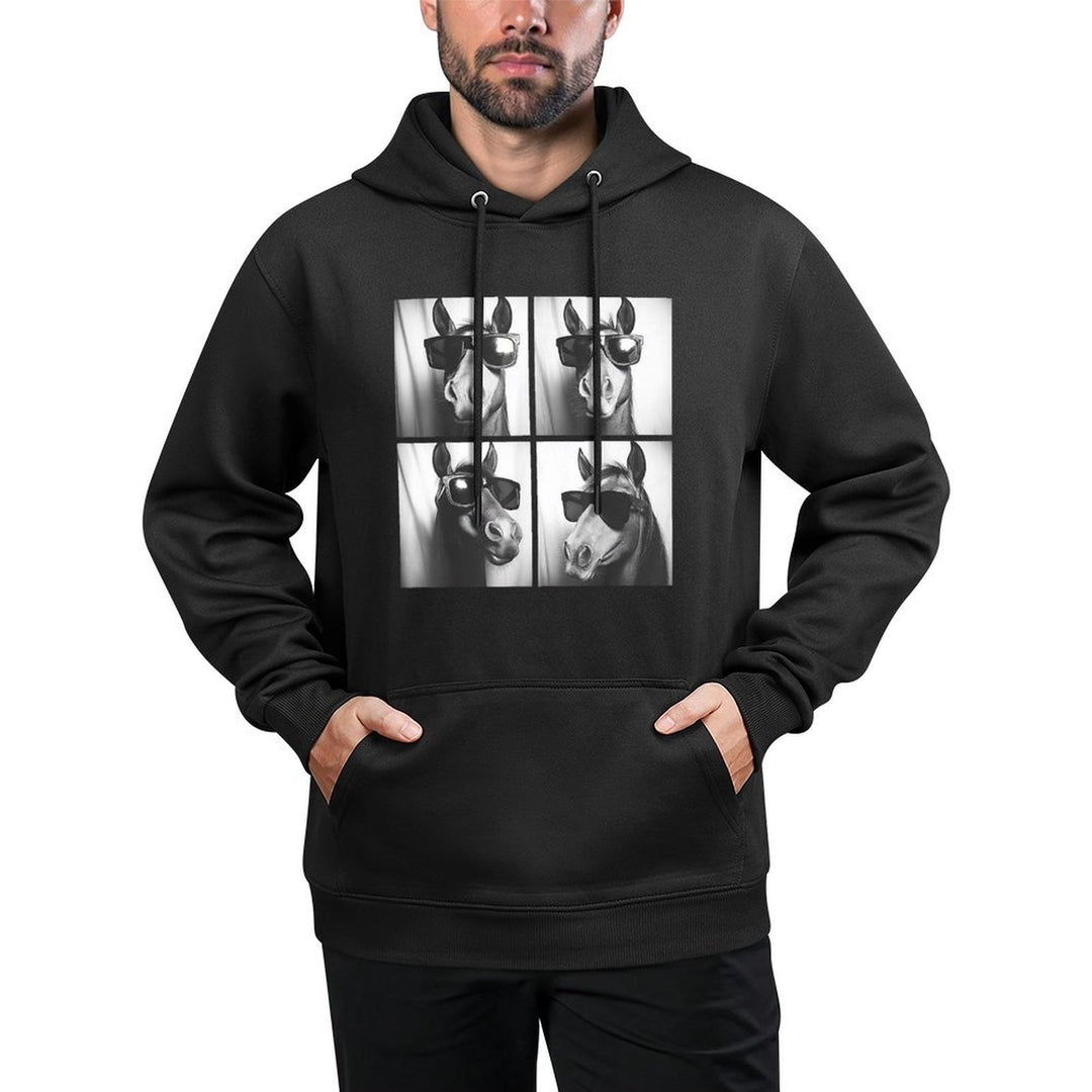 Funny Horse Wearing Sunglasses Photobooth Selfie Farm Animal Casual Wear Hoodie