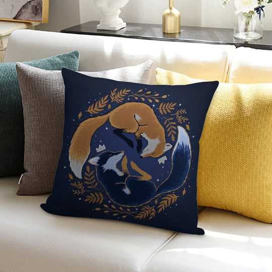 Night Foxes Soft Shrink-Resistant Throw Pillow