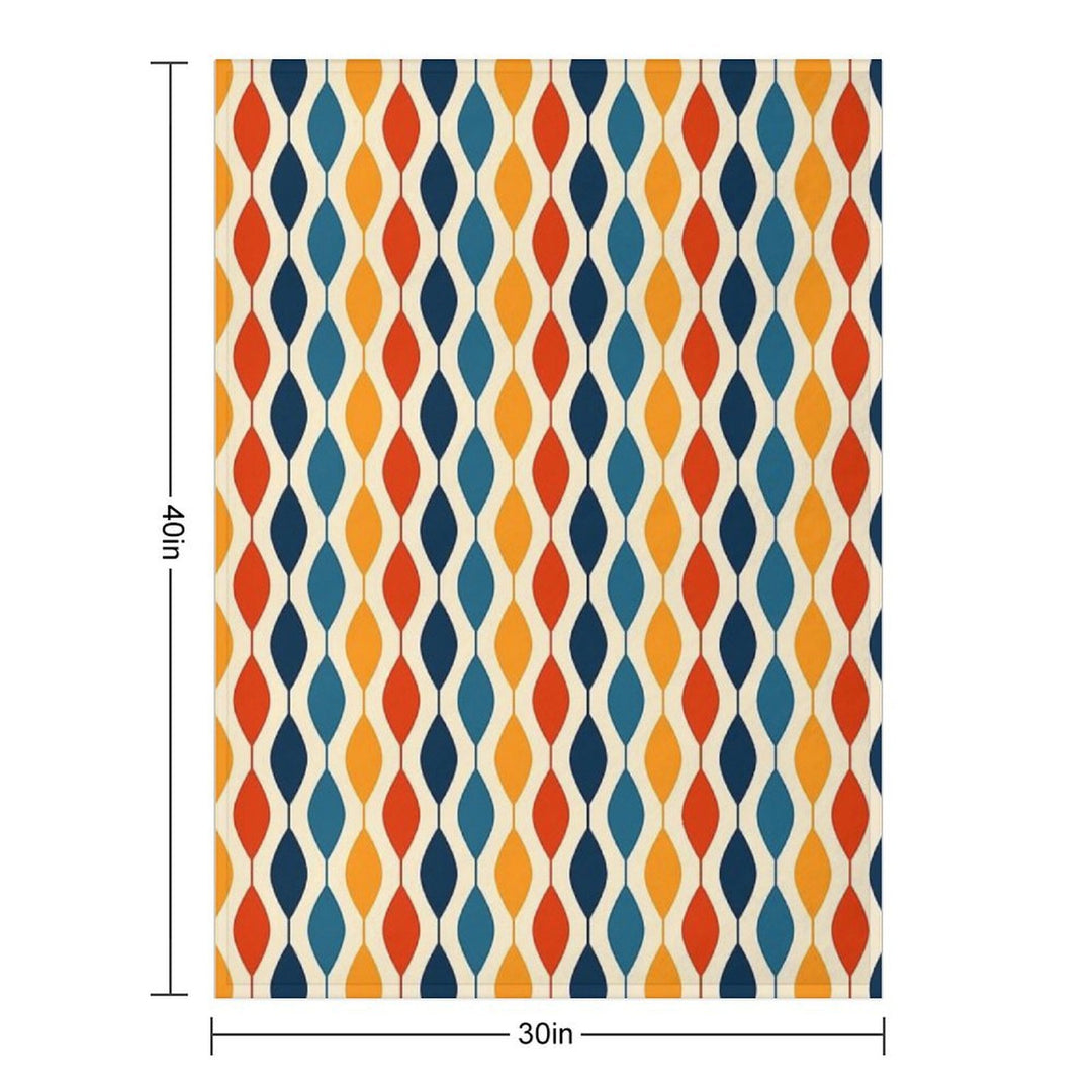 Retro 1970's Mid-Century Pattern Plush Throw Blanket