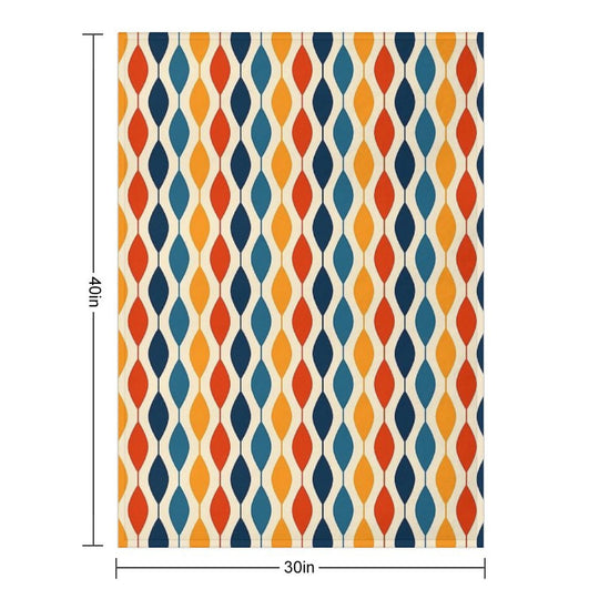 Retro 1970's Mid-Century Pattern Plush Throw Blanket