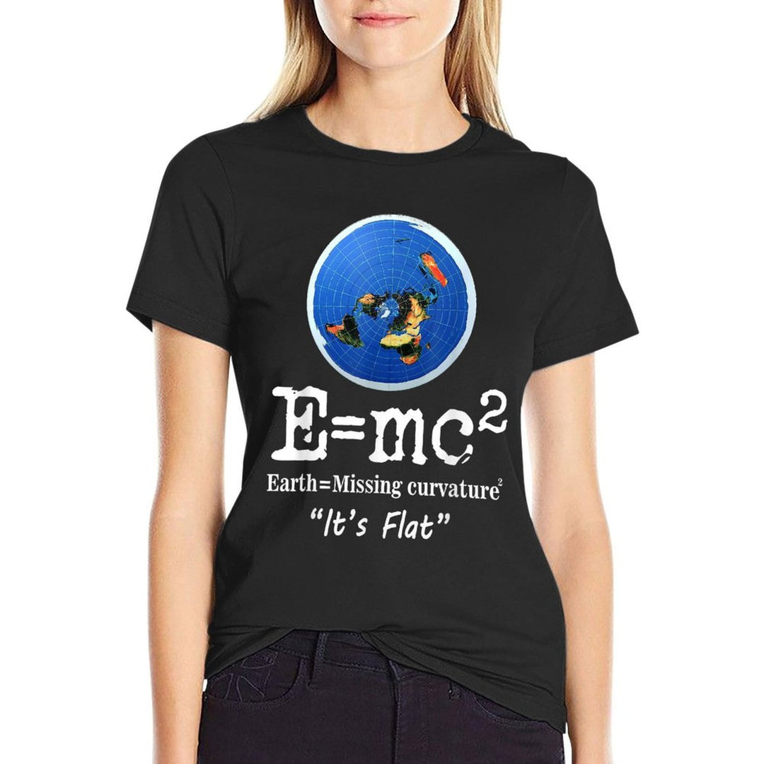 Flat Earth Its Flat Funny Flat Earth Curvature Meme  Polyester Blend T-Shirt