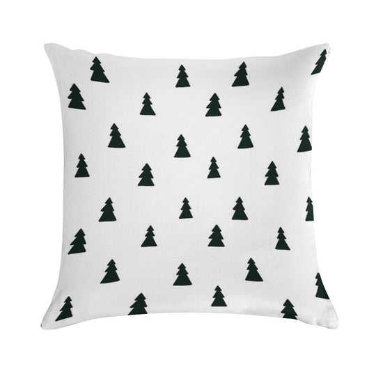 Black Modern Christmas Tree Pattern Soft Short Plush Fabric Throw Pillow