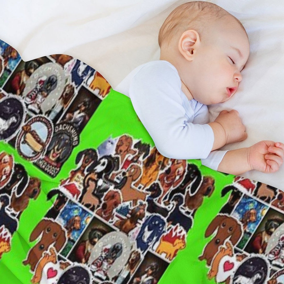I Love Dachshunds, Collage. Shrink-resistant Throw Blanket