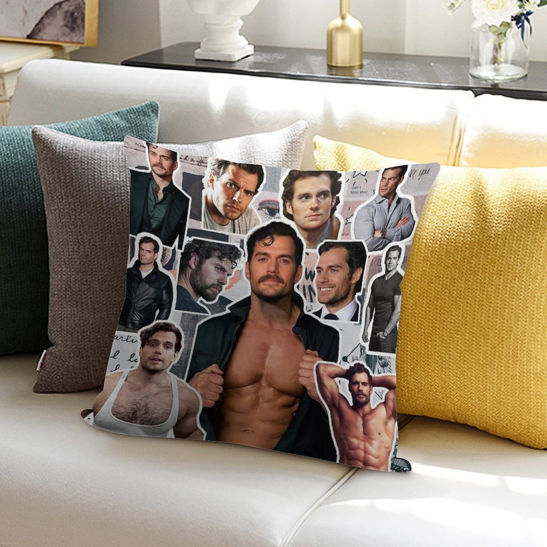 Henry Cavill Photo Collage Soft Multiple Sizes Throw Pillow