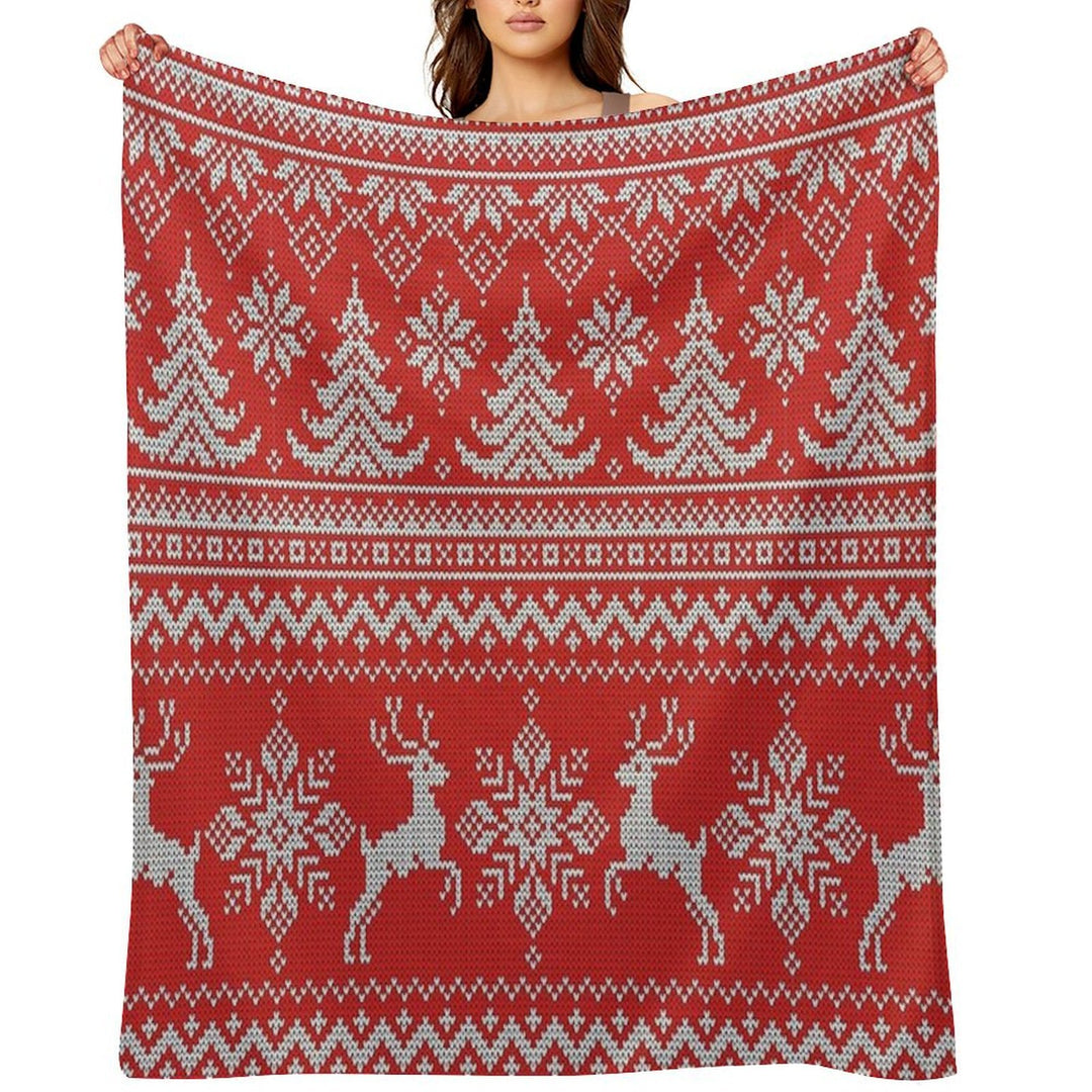 Red Christmas Knit Versatility Throw Blanket