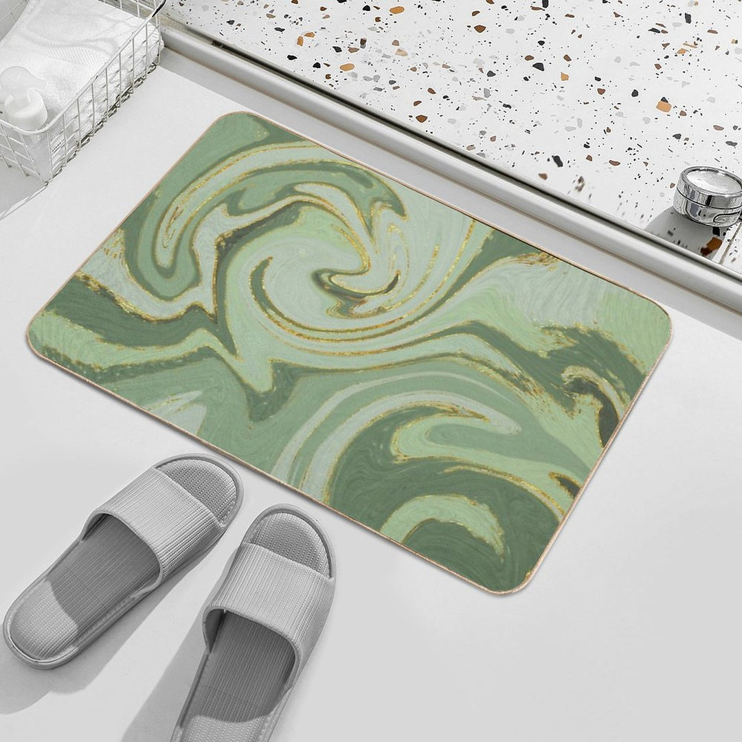 Green Marble Swirl Pattern Design Modern Waves  Rapid-Drying Bath Mat