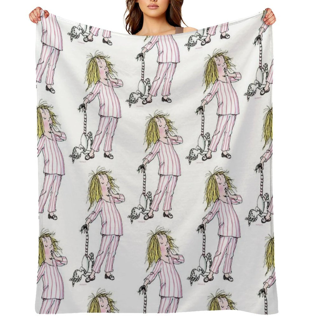 Yawning Eloise in Her Pajamas Sustainable Throw Blanket