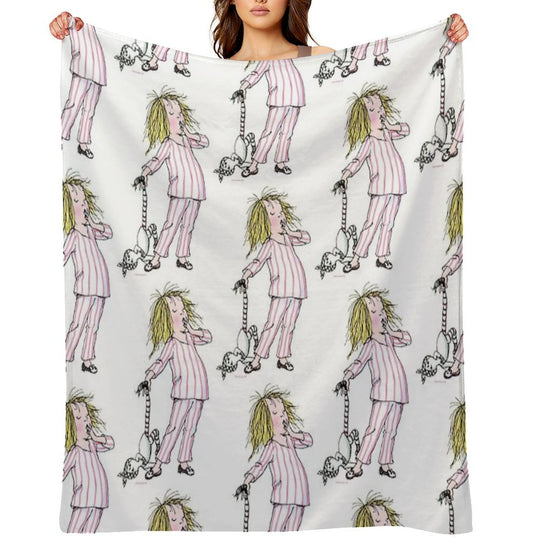 Yawning Eloise in Her Pajamas Sustainable Throw Blanket