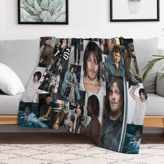 Norman Reedus Fan Made Assorted Random Photo Collage Multi-functional Throw Blanket
