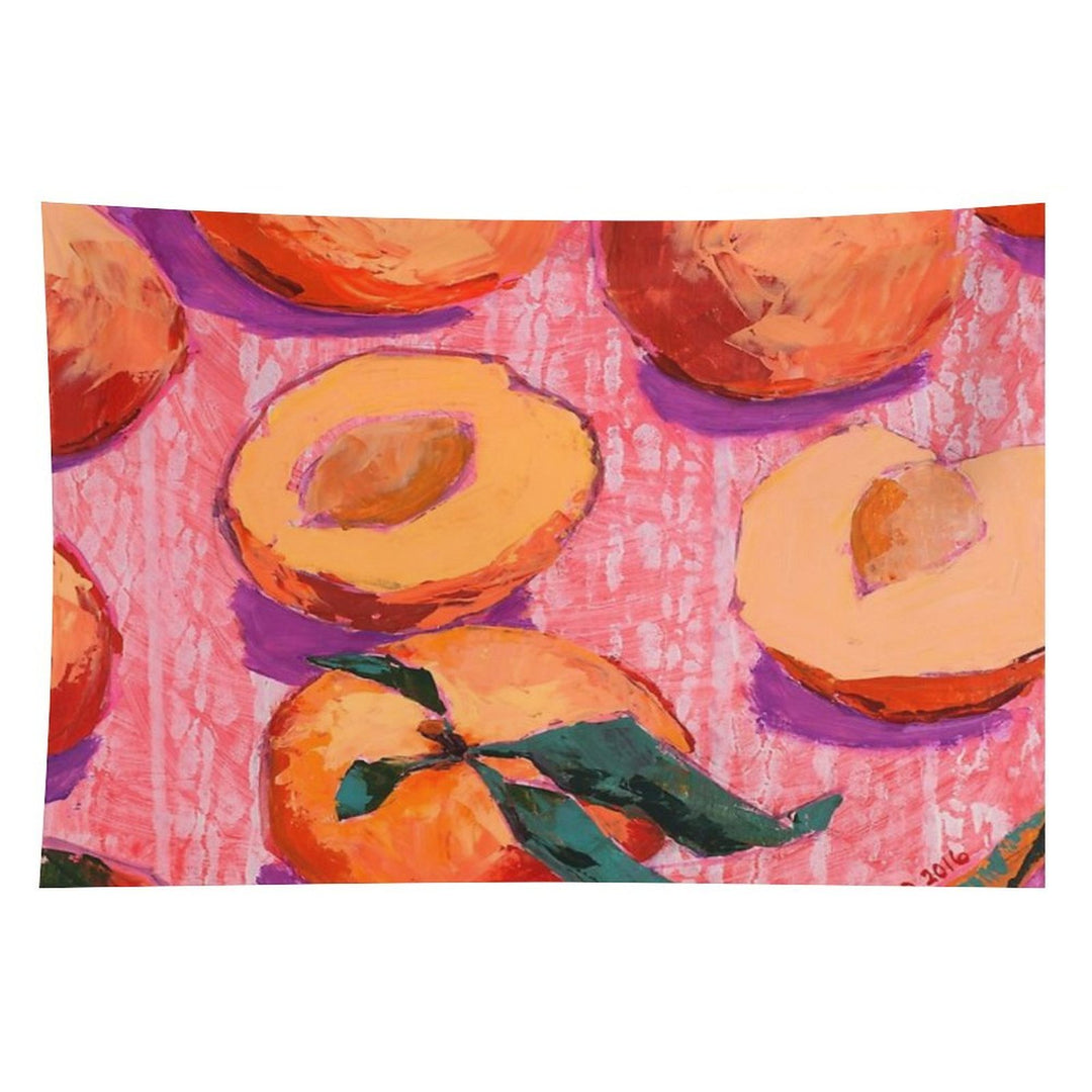 Peaches on Pink Background Tapestry