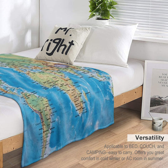Huge Detailed World Map - Great for Homeschooling Eco-conscious Throw Blanket