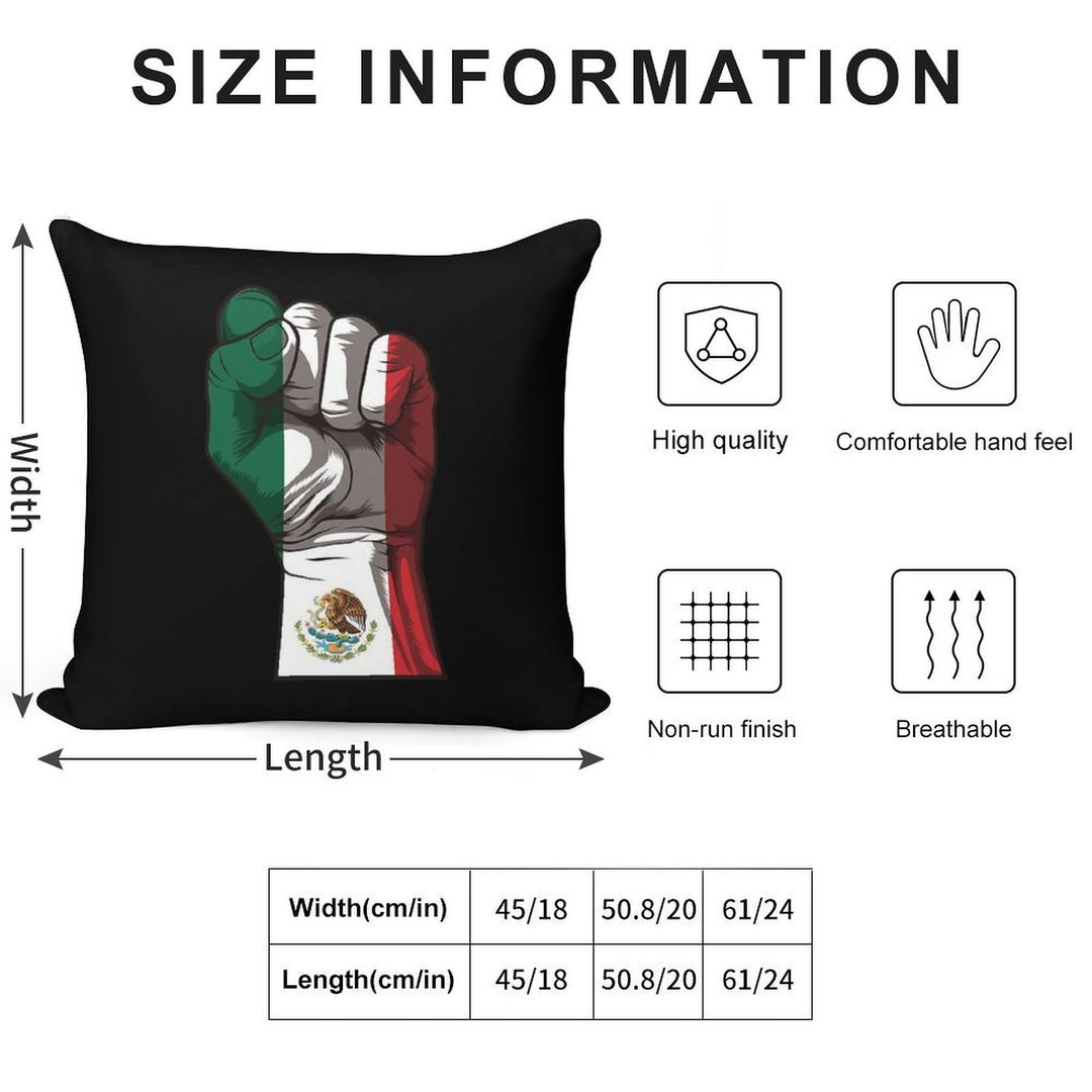 Raised Fist for Mexico  Mexican Flag Soft Hidden Zipper Throw Pillow