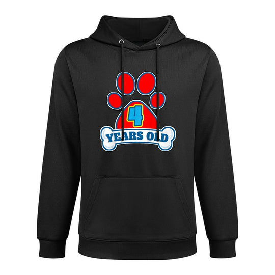 4 Year Old 4th Birthday Paw Themed Party Gift Boys Girls Adjustable Hood Hoodie