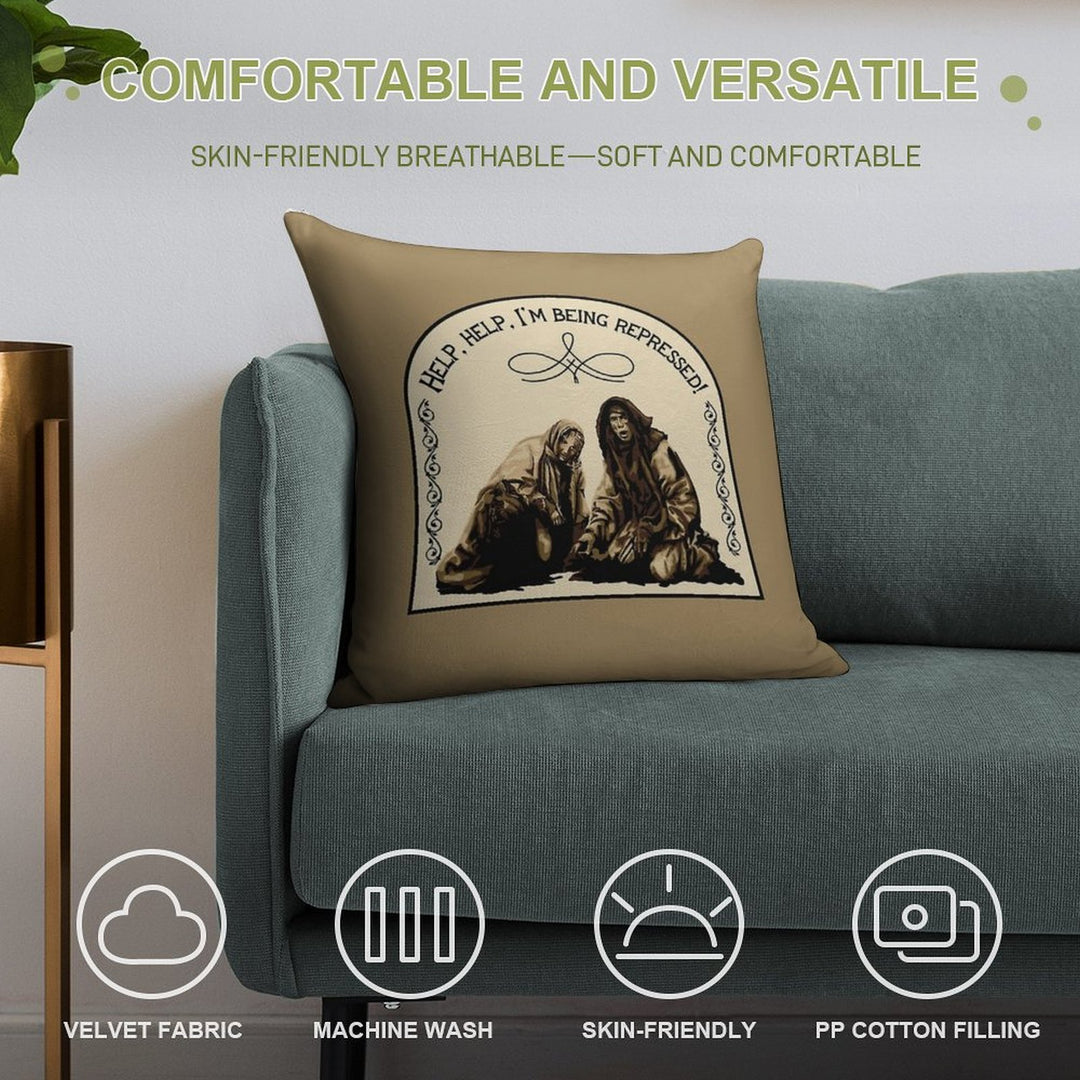 Holy Grail Peasant Being Repressed Soft Short Plush Fabric Throw Pillow