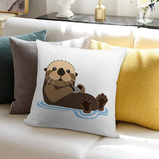 Otter Emoji Soft Decorative Cover Throw Pillow