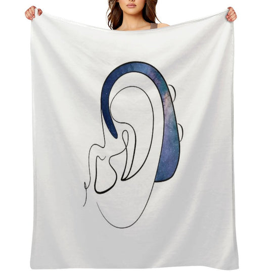 Copy of Hearing Aid Line Art with Blue Sky And Clouds Versatility Throw Blanket