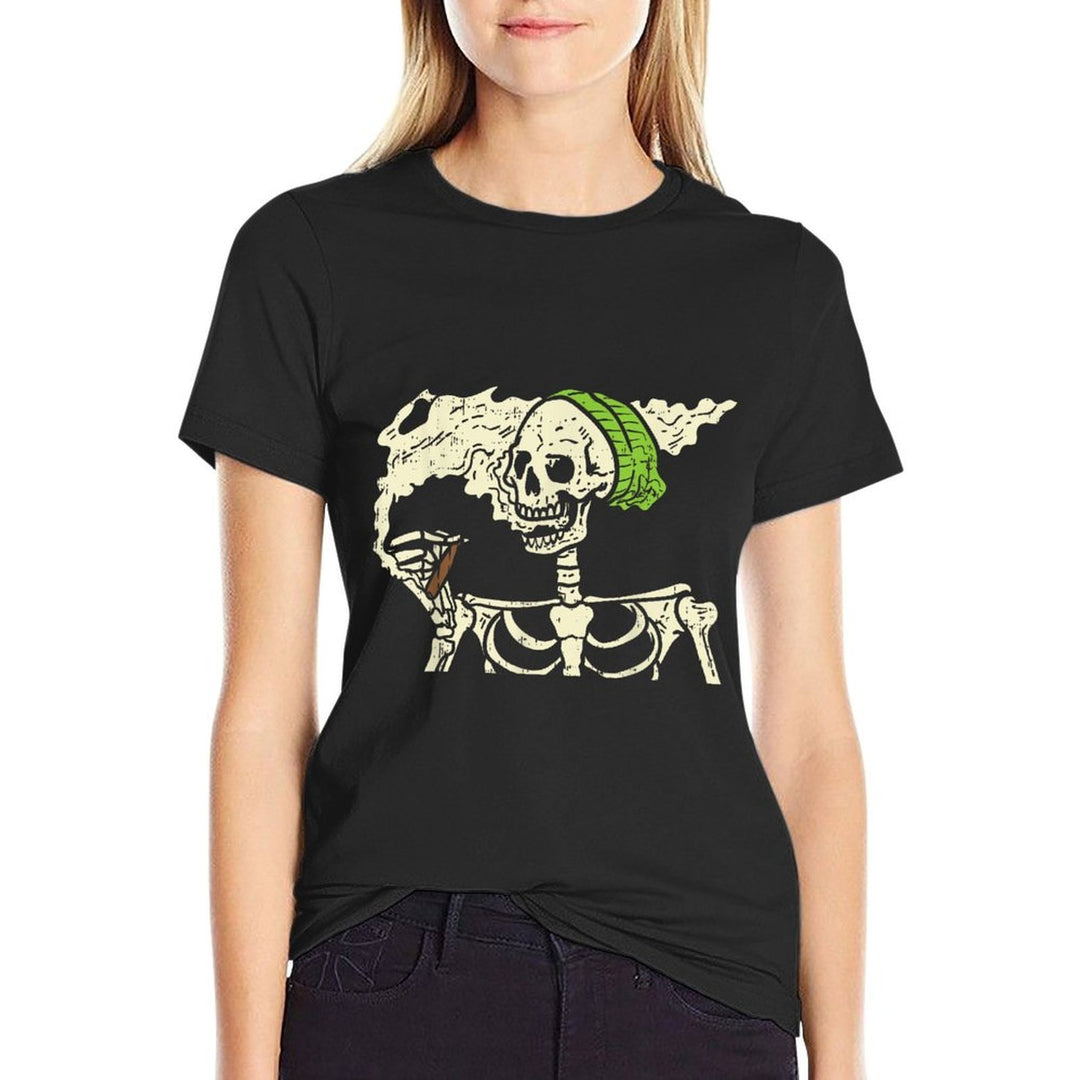 Smoking Skeleton Joint Funny Weed Pot 420 Cannabis Halloween  Wrinkle-resistant T-Shirt